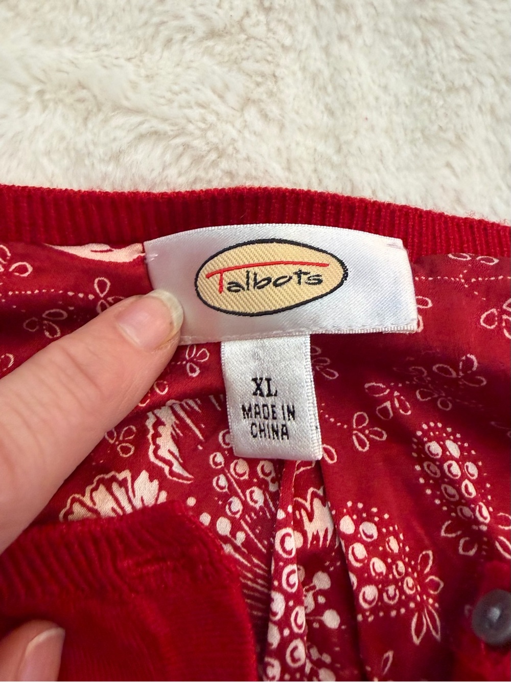 Talbots Red Button Front Cardigan - Picture 2 of 2